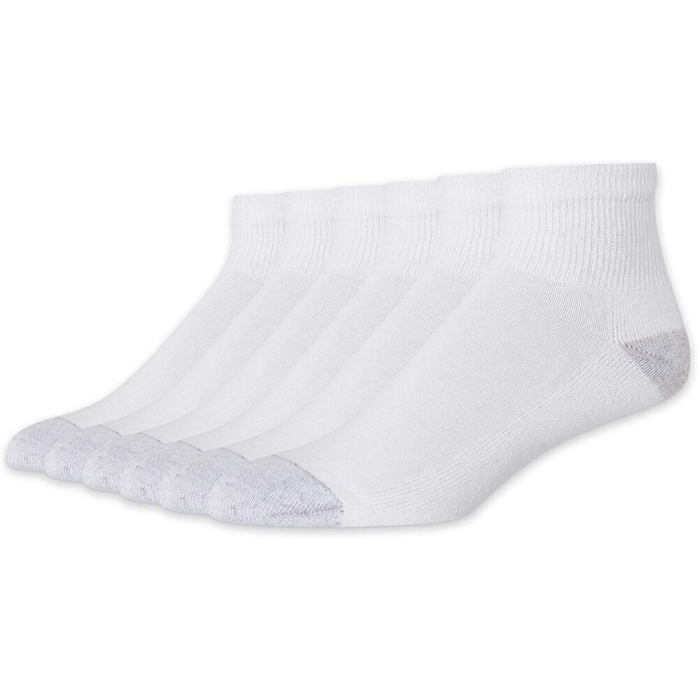 🆕 Men White Cushion Ankle Socks Label Pack of 6 Ultra Soft Cotton Blend Durable